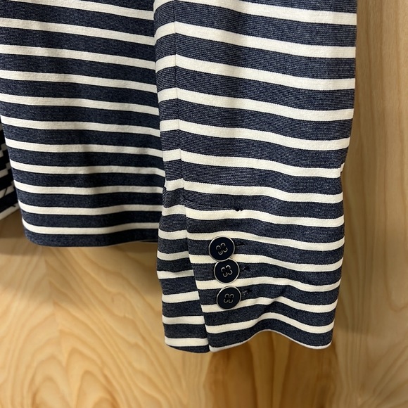 7th Avenue New York & Company BNWT Striped Blue & Cream Blazer Jacket Size 8 - Picture 3 of 7